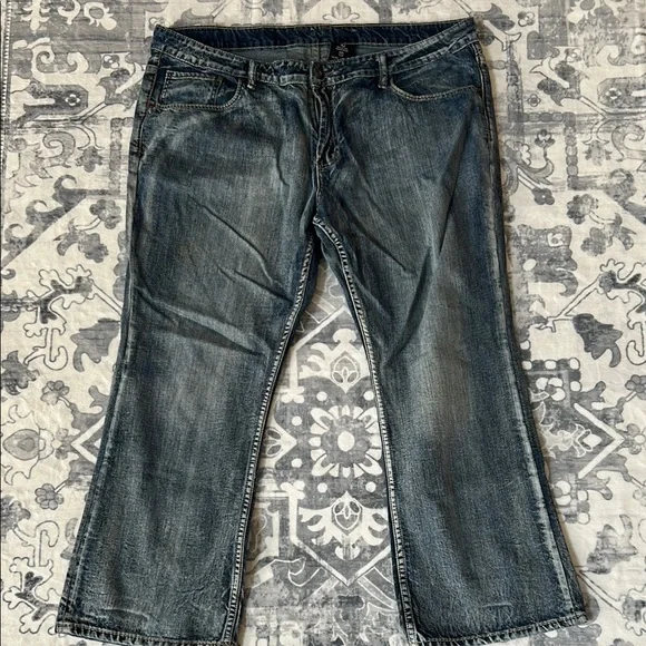 Buffalo David Bitton Relaxed Acid Washed Blue Jeans - Picture 5 of 15